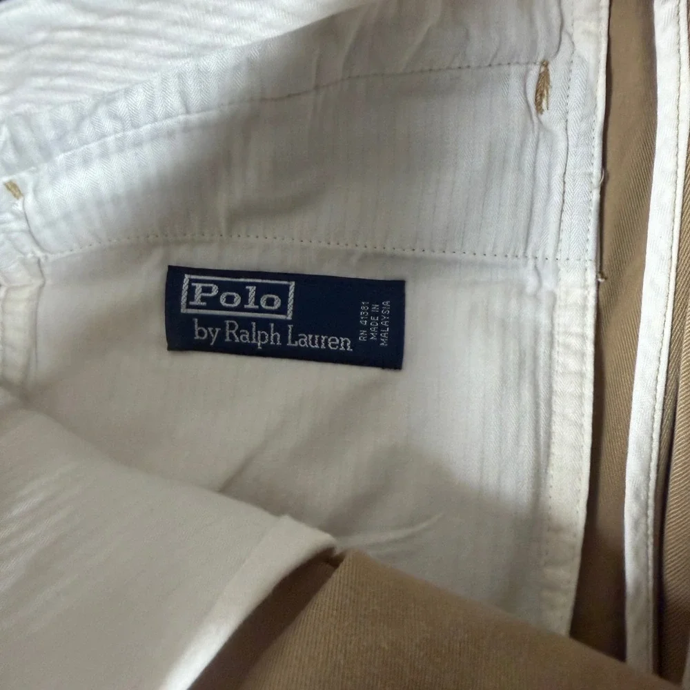 Polo Ralph Lauren Mens Khaki Chino Pants 34x32 Straight Leg Cotton Tan Trousers